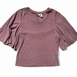 Rose & Navy 3/4 Sleeve Top